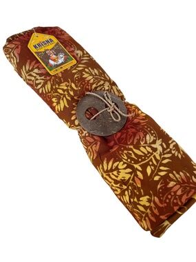 Krisna Sarong Pelepah Bali Brown Yellow New in Box Wood Button